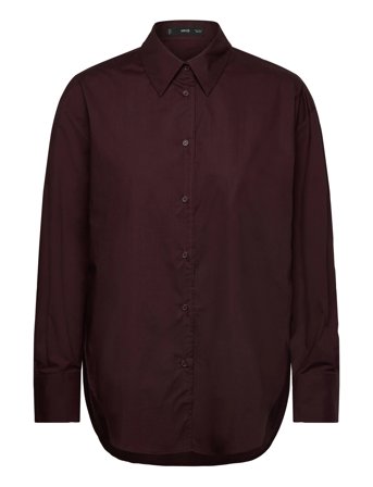 Mango Oversize Poplin Shirt - Burgundy - S