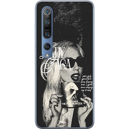 Kompatibel Mobilcover til Xiaomi Mi 10 Pro 5G Lady Gaga sort-hvid retroplakat med solbriller og popkunst-æstetik