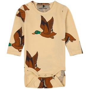 Mini Rodini GOTS Ducks Printed Baby Body Yellow 86 cm - All in ones - 86 CM - Yellow