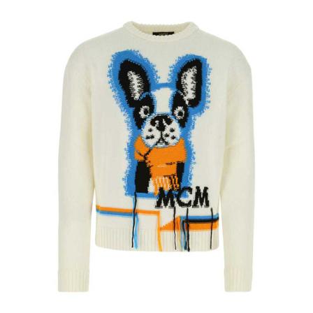 MCM Round-neck Strik Hvid, Herre Strik