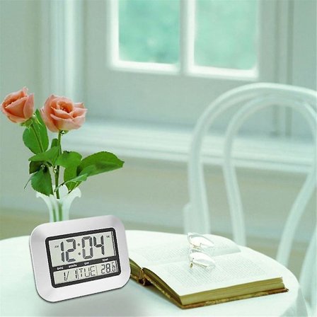 Självställande Digital Väggklocka Inomhustemperatur