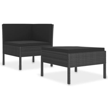 Vidaxl Loungeset För Trädgården Med Dynor 2 Delar Konstrotting S Svart
