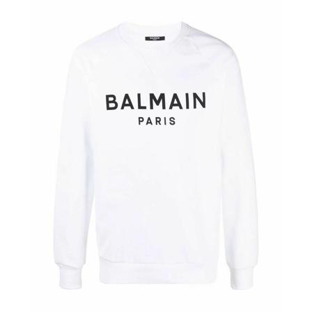 Balmain, Cotton Sweatshirt Wit, Heren, Maat:L