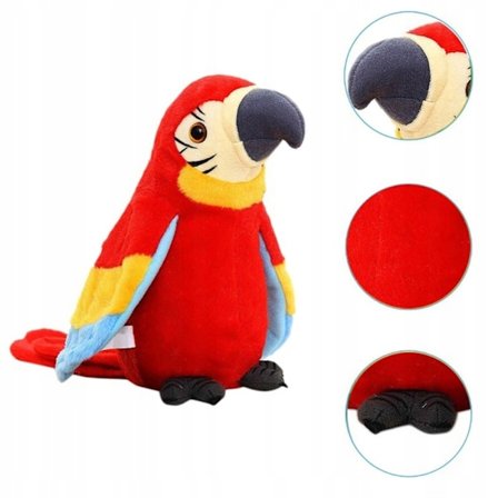 Interaktiv Snakkende Elektrisk Plysjleke Papegøye Motorisert Opptak Snakkende Papegøye Vifte Vinger Spille