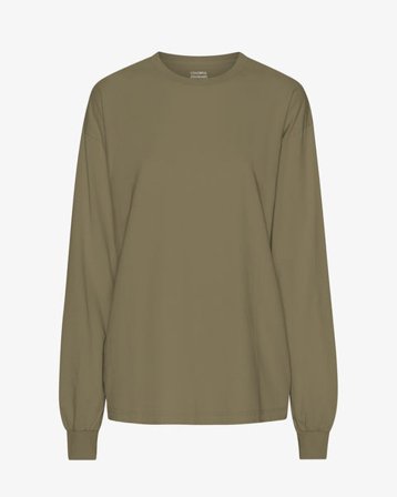 Oversized Organic LS T-Shirt - Dusty Olive - Female - 2XL