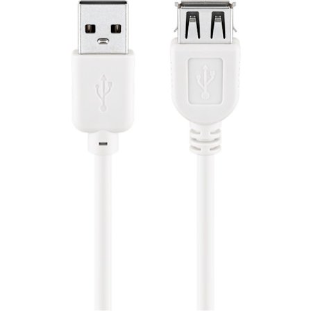 USB-A-förlängningskabel, 1,8 m, vit