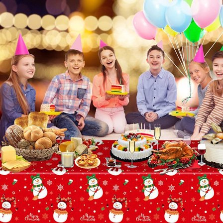 Bordsduk anti-fouling julröd storlek: snögubbe 137 * 274cm,