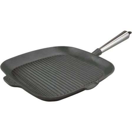 Carl victor Firkantet grillpanne i støpejern 28 cm med høye kanter, stålhåndtak