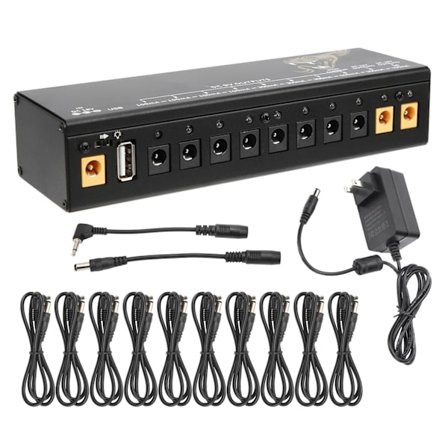 Pedal Strømforsyning Elektrisk Gitar Effekt Pedalbrett Kortslutning/Overstrømsbeskyttelse 100‐240VUS Plugg