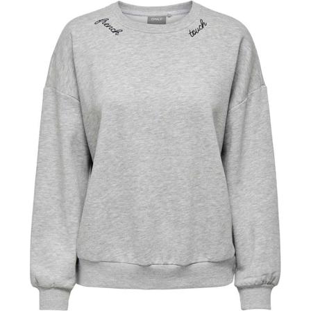 Only, Onlnolia reg l/s emb. box swt light grey melange/f Grijs, Dames, Maat:M