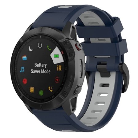 Garmin Fenix 7S klockarmband i silikon med dubbla färger - Midnattsblå / Grå