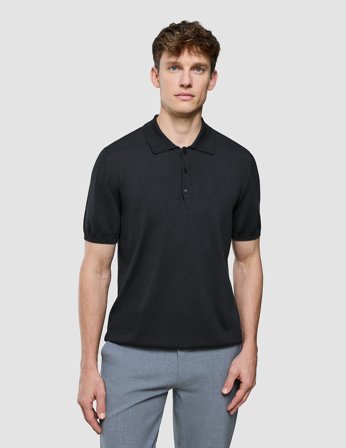 Shaping New Tomorrow - Seamless Core Knit Short Sleeve Polo - Black - Herr - Storlek L