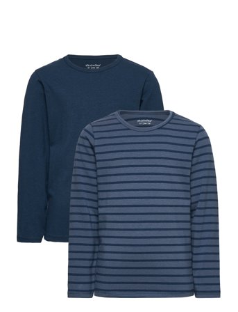 Minymo Basic 34 -T-Shirt Ls (2-Pack) - Navy - 134