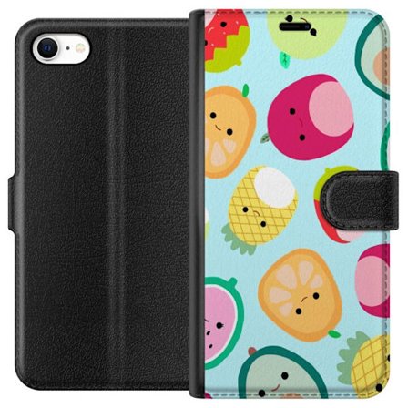 Kompatibelt Lommeboketui til Apple iPhone 6 Mønster av kawaii-frukter som jordbær sitron ananas og avocado på lyseblå bakgrunn