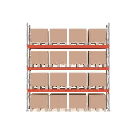 Palettenregal ULTIMATE, Grundmodul, 4000 x 3600 x 1100 mm, 16 Paletten à 500 kg