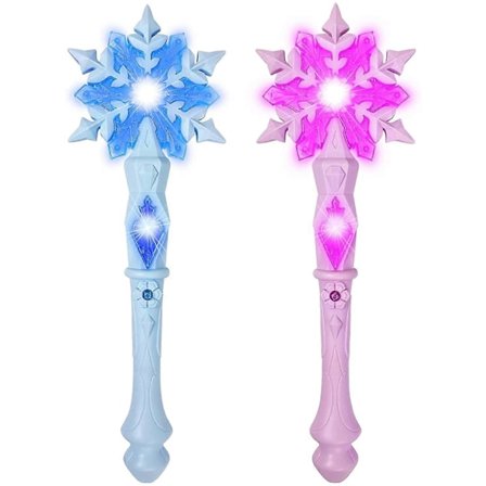 Lysande Frost Snöflinga Trollstav med Ljud (Rörelsekänslig) Magisk Leksak för Barn Flickor Prinsessa Födelsedagsfest Kostymtillbehör 2 Stycken