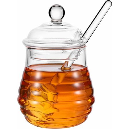 250 ml serveringsklar honungsburk med dipper, glas 14,5 x 8,5 cm