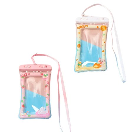 2-osainen vedenpitävä puhelinpussi kosketusnäytöllä, söpö uimiseen, sukellukseen, valokuvien ottamiseen sadepäivinä, läpinäkyvä suljettu pussi ja 