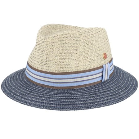 Mayser - Maleo Paperbraid Beige/Navy Straw Hat Straw Beige Hat - @ Hatstore