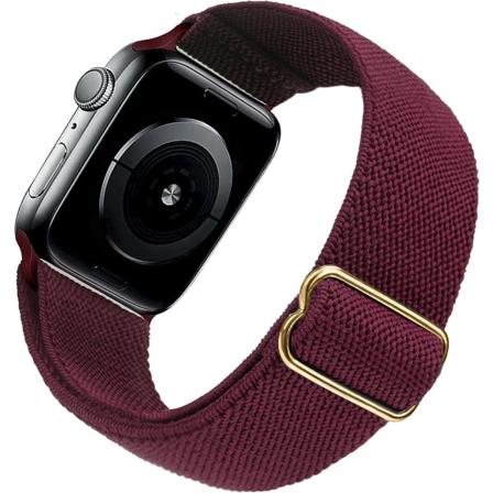 Strækbar urrem kompatibel med Apple Watch-rem 41mm 40mm 38mm Komfortabel justerbar sportsrem til kvinder og mænd - Vinfarvet
