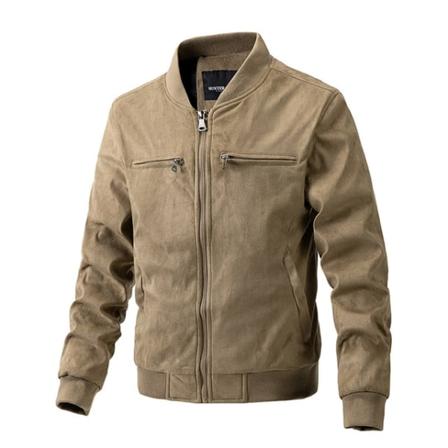 Herr Mocka Vindtät långärmad jacka med dragkedja Casual arbetsrockar Ficka bomullsrock Topp i amerikansk stil Anti-fall herrjacka Khaki XXXL