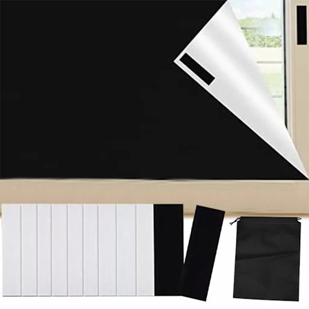 Solskjerming og mørkleggingsstoff, 100 % vindusmørklegging, 150x250cm mørkleggingsstoff solgt per meter for alle vinduer, med pose, 10 par borrelås