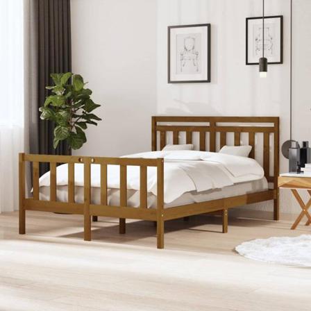 Vidaxl Sängram Honungsbrun Massivt Trä 140x190 Cm Brun