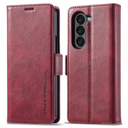 LC.IMEEKE Galaxy Z Fold 5 Fodral RFID Läder Röd
