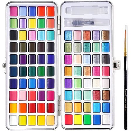 Akvarellfärgsset, 90 färger i metallpresentförpackning