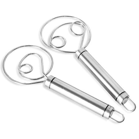 Dansk Degvisp, 2-pack Premium Rostfritt Stål Holländsk Visp, Stor Handmixer Hantverksblandare För Bröd Bakverk Pizza s`