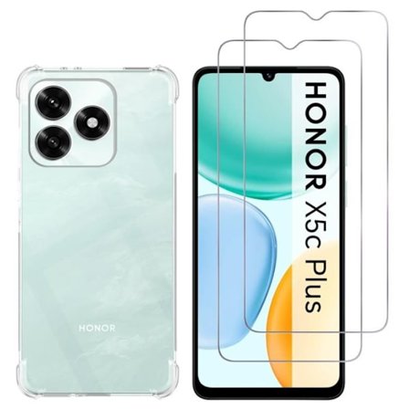 Stødabsorberende cover til Honor X5c Plus og 2 tempered glas skærmbeskyttelse Phonillico