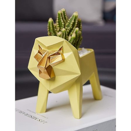 Lejon Succulent Planter Blomkruka Skulptur Statyett Konst