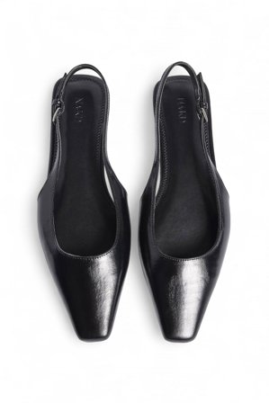 NA-KD Squared Toe Slingback Flats - Lave sko - Sort - EU 39