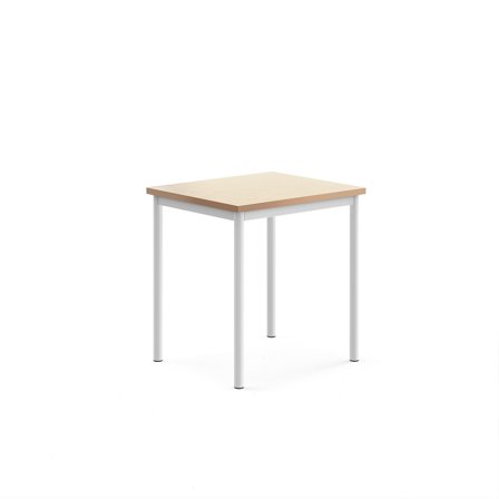 Tisch SONITUS, 700x600x720 mm, beiges Linoleum, weiß