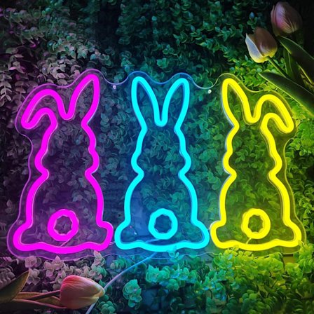 Påskehare Neonskilt til vægdekoration, Kanin Dæmpbar Led Neon Lys til Påskepynt, Lysende Skilt til Forårsbar Stuefest Gaver