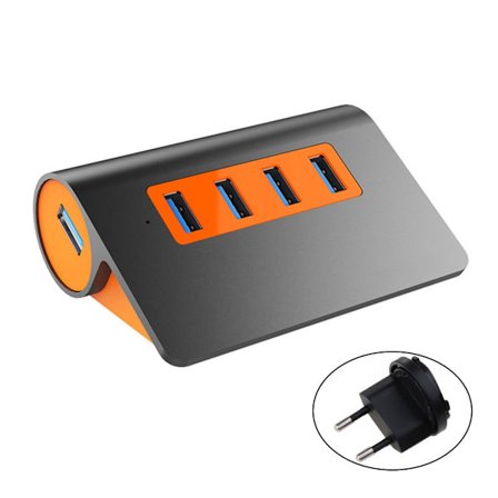 USB3.1 Gen2 HUB 10Gbps Aluminium USB-hubb med 12V Strömadapter OTG Splitter 4 Portars USB-förlängning 1m Kabel