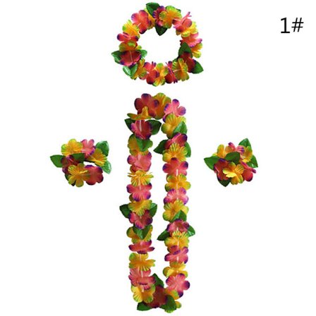 4 stk/sett Hawaiian Flower Leis Garland-kjede DIY-dekorasjon F