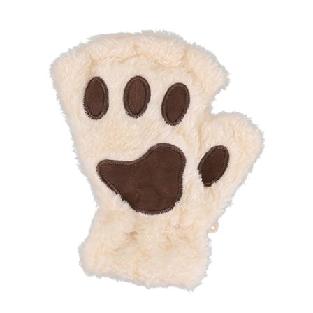 Vanter med kattepoter, tykke, varme, fløjlsbløde, åndbare, halvfinger, søde til hjemmet, rejser, beige