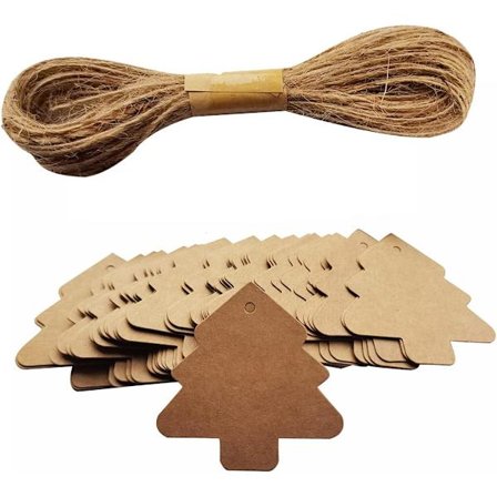 (Brun-Julgran) 50 st Julgransetiketter Kraftpapper Hängande Etiketter