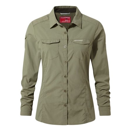 Craghoppers Women's NosiLife Adventure Longsleeve Shirt Women long-sleeved shirts Green 16