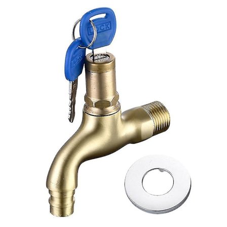 Vandhane med Lås Nøgle Tyverisikring Enkelt Hul Metal Vaskemaskine Hane Til Hjemmet