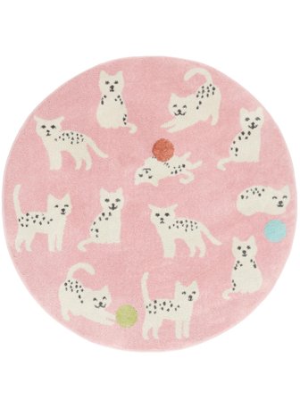 Lo Friends Kids Rug Indoor/Outdoor Washable Ø 150 Small Pink/Multicolor Animal Round