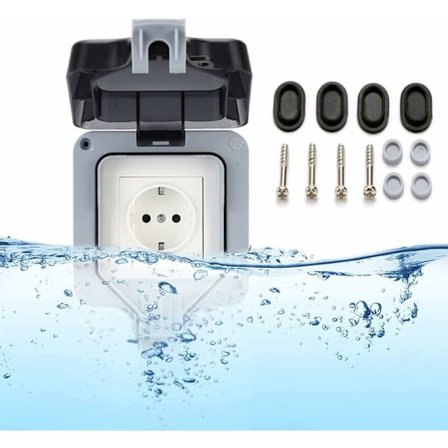Udendørs stikkontakt, udendørs stikkontakt, IP66 stikkontakt, overflademonteret stikkontakt, vejrbestandig, støvtæt, udendørs stikkontakt med 