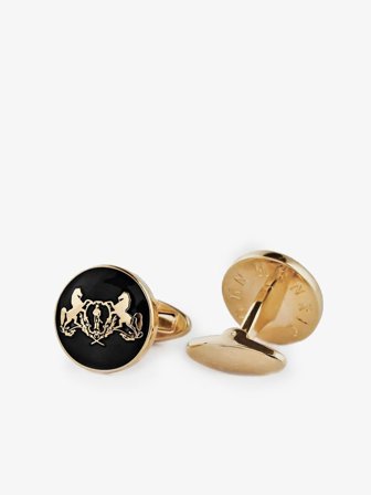 John Henric Men's Black & Gold Cufflinks Motif Size Onesize