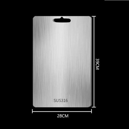 39x28cm-Förtjockad Antibakteriell och Svampdödande Skärbräda i Rostfritt Stål för Hemmakök Knådningsbord