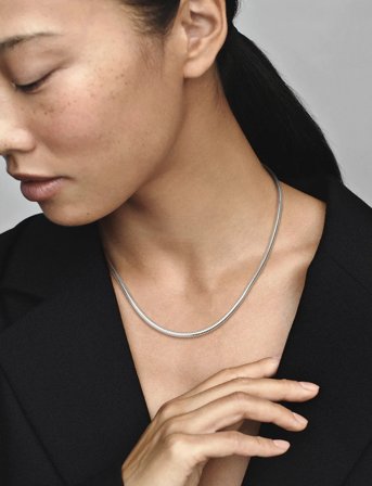 Pandora Silver Necklace With Round Clasp - Silver - 42 CM