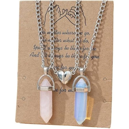 Magnetisk par matchende delt hjerte halskjede krystall gjensidig tiltrekning anheng beste venner vennskap smykker gave,shznv