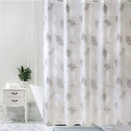 Badrumsdraperi, 180 x 180 cm (The Leaves), Dusch/Badrumsdraperi med krokar, Vattentät/Mögelbeständig/Antibakteriell draperi, Maskintvättbar draperi, 