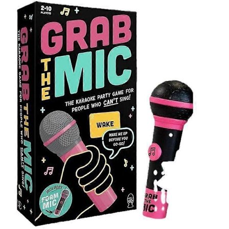 Grab The Mic Karaoke Spill med Tekstkort, 2-10 Spillere, Morsomt Brettspill for Barn og Voksne, Perfekt for Fester og Bursdager - HZ(h)