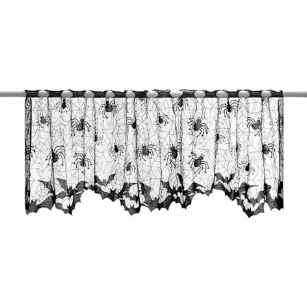 Halloween Spetsfönstergardin Spindelnät Fladermice Dörrgardin Lampskärm